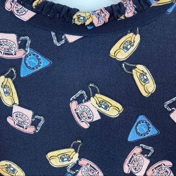 Zara Telephone Print Top Size Medium - Picture 5 of 10